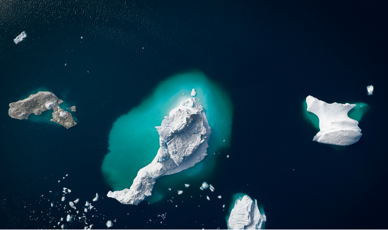Icebergs floating in ocean