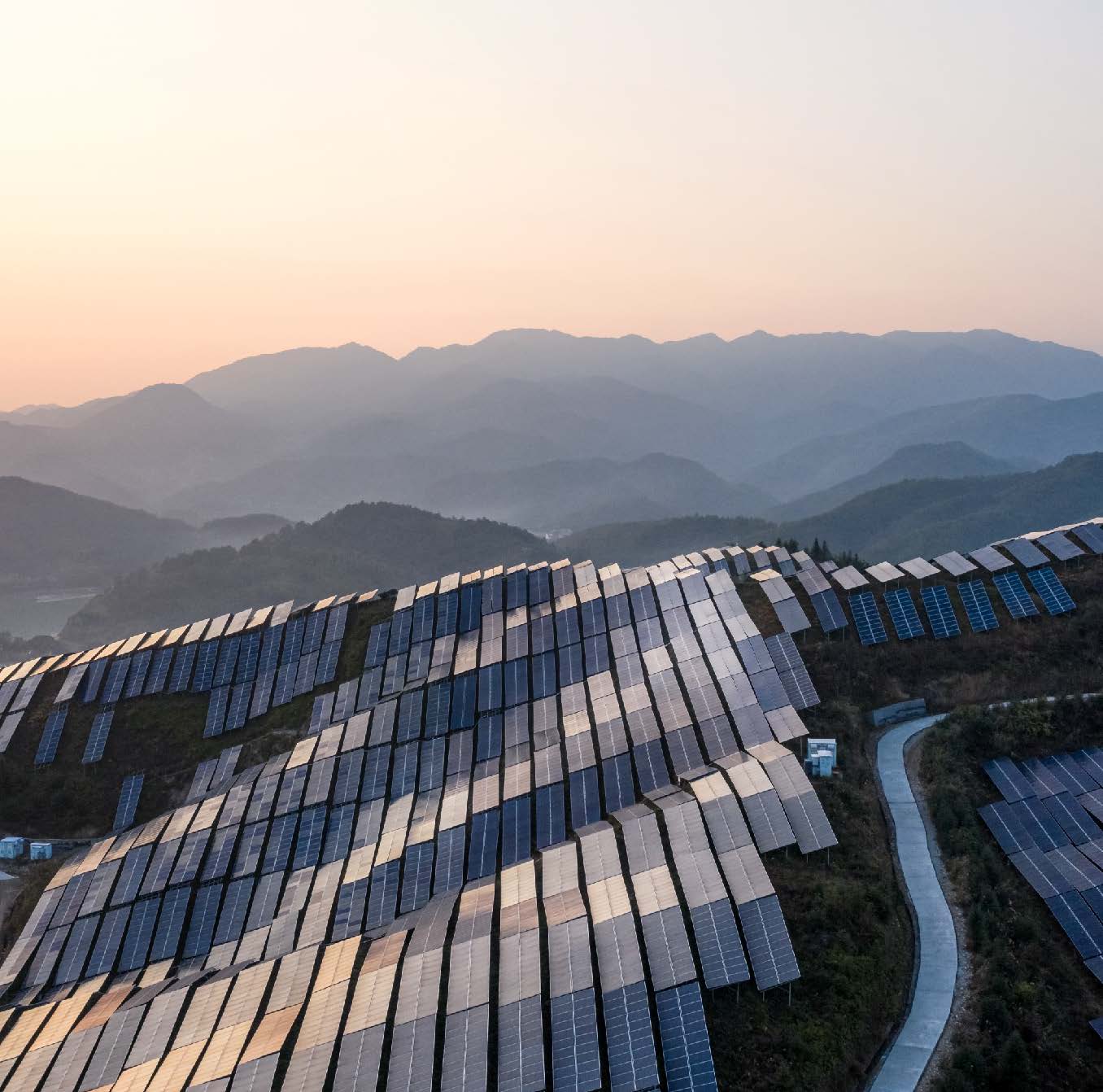 Solar panels on hillside